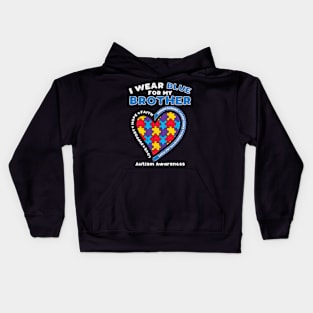 Puzzle I Wear Blue For My Brother Autism Awareness Family Kids Hoodie